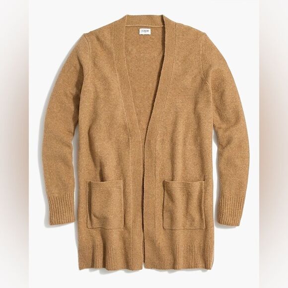 J.Crew Women's Tan Open Front Wool Blend Cardigan w/ Pockets Size Medium - Picture 1 of 6
